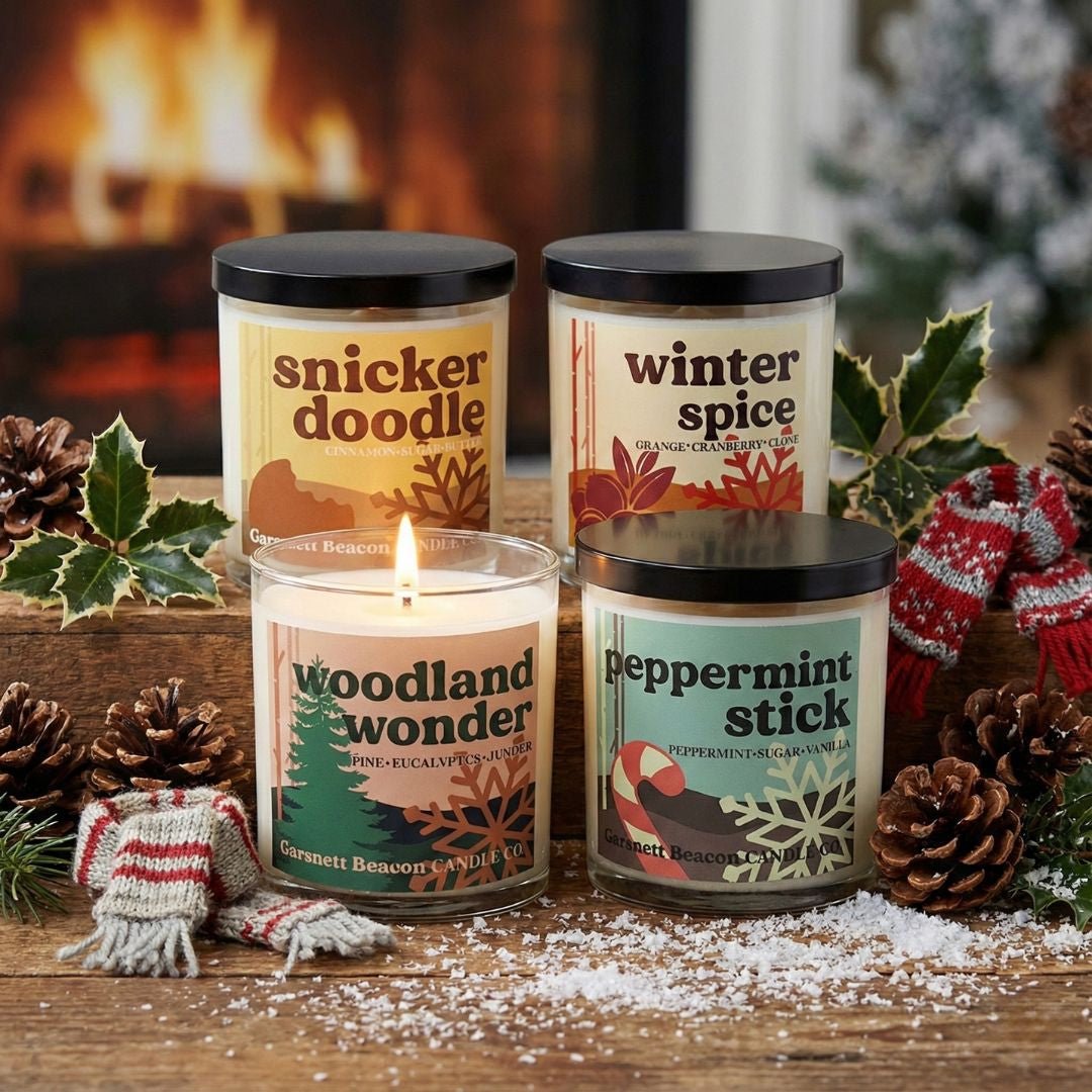 Winter Candle Bundle | 4 Holiday Candles | Garsnett Beacon