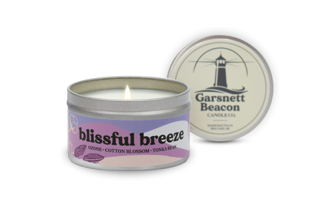 Blissful Breeze Candle - Ozone Cotton Blossom Tonka Bean Scent - 5 ounce