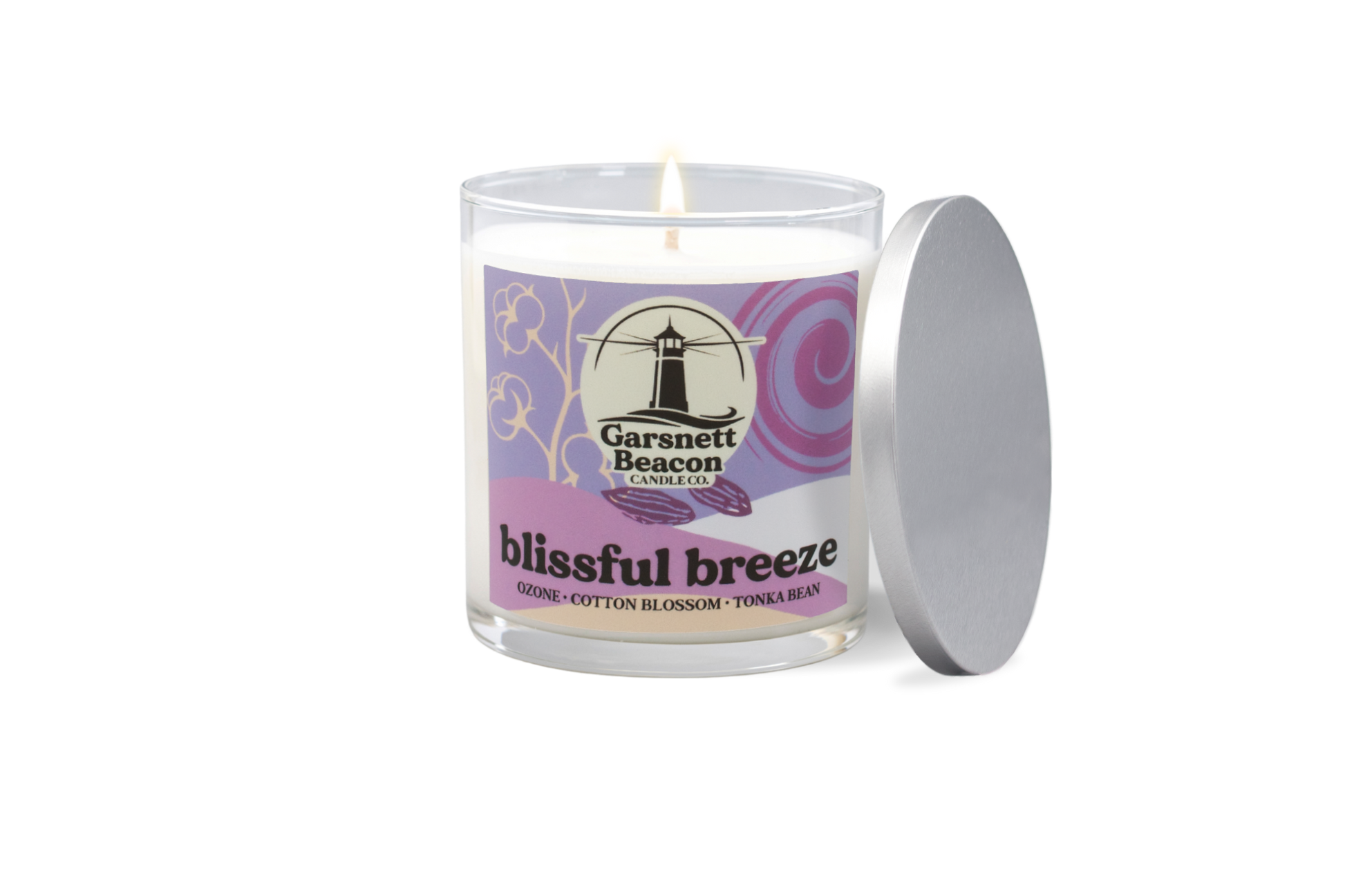 Blissful Breeze Candle - Ozone Cotton Blossom Tonka Bean Scent - 10 ounce