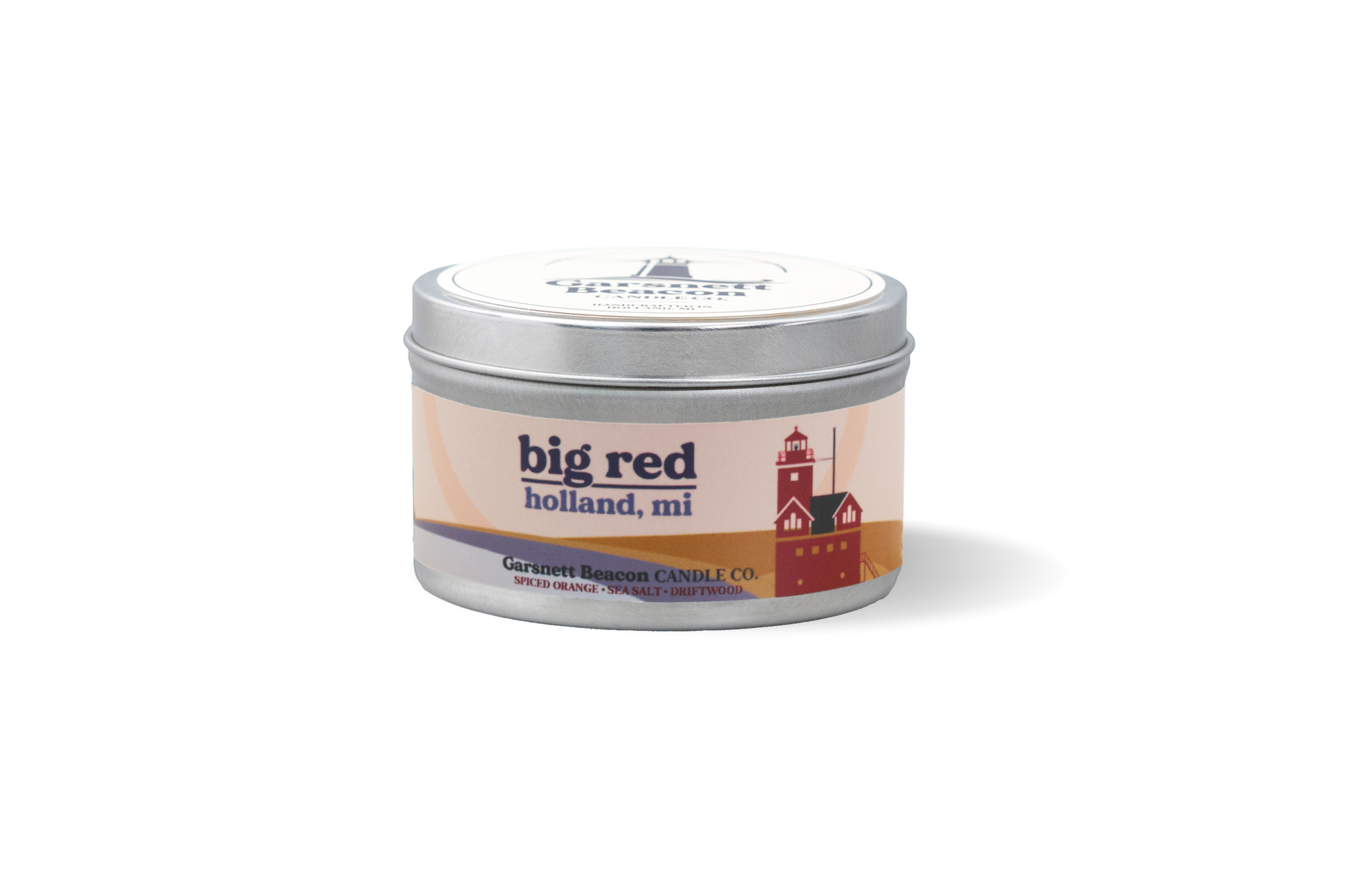 Big Red Lighthouse Holland Michigan Candle - Spiced Orange, Sea Salt, Driftwood Scent