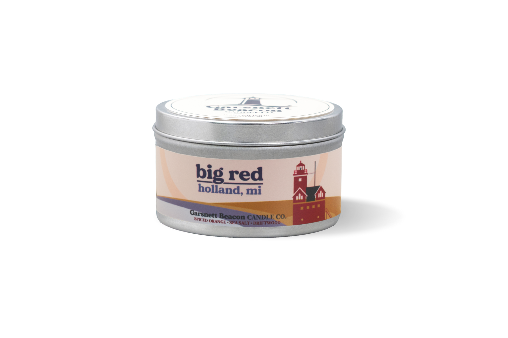 Big Red Lighthouse Holland Michigan Candle - Spiced Orange, Sea Salt, Driftwood Scent