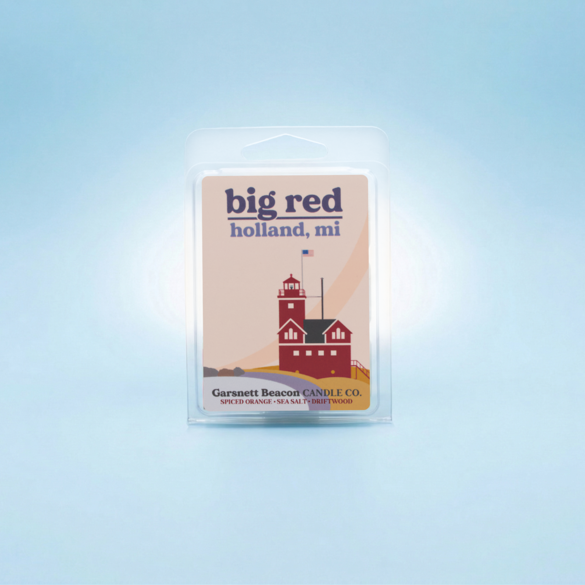 Big Red Lighthouse Holland Michigan Wax Melts - Spiced Orange, Sea Salt, Driftwood Scent