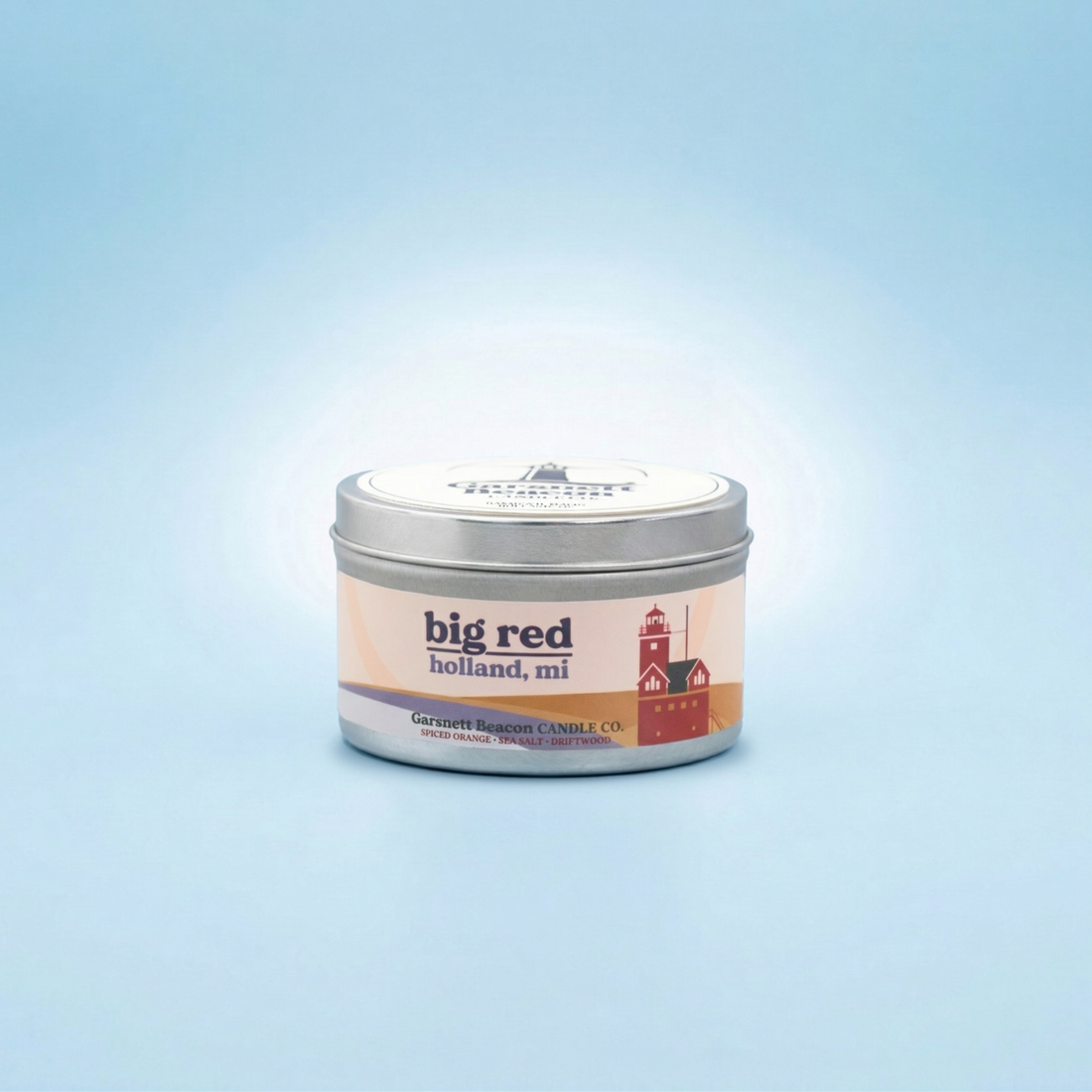 Big Red Lighthouse Holland Michigan Candle - Spiced Orange, Sea Salt, Driftwood Scent