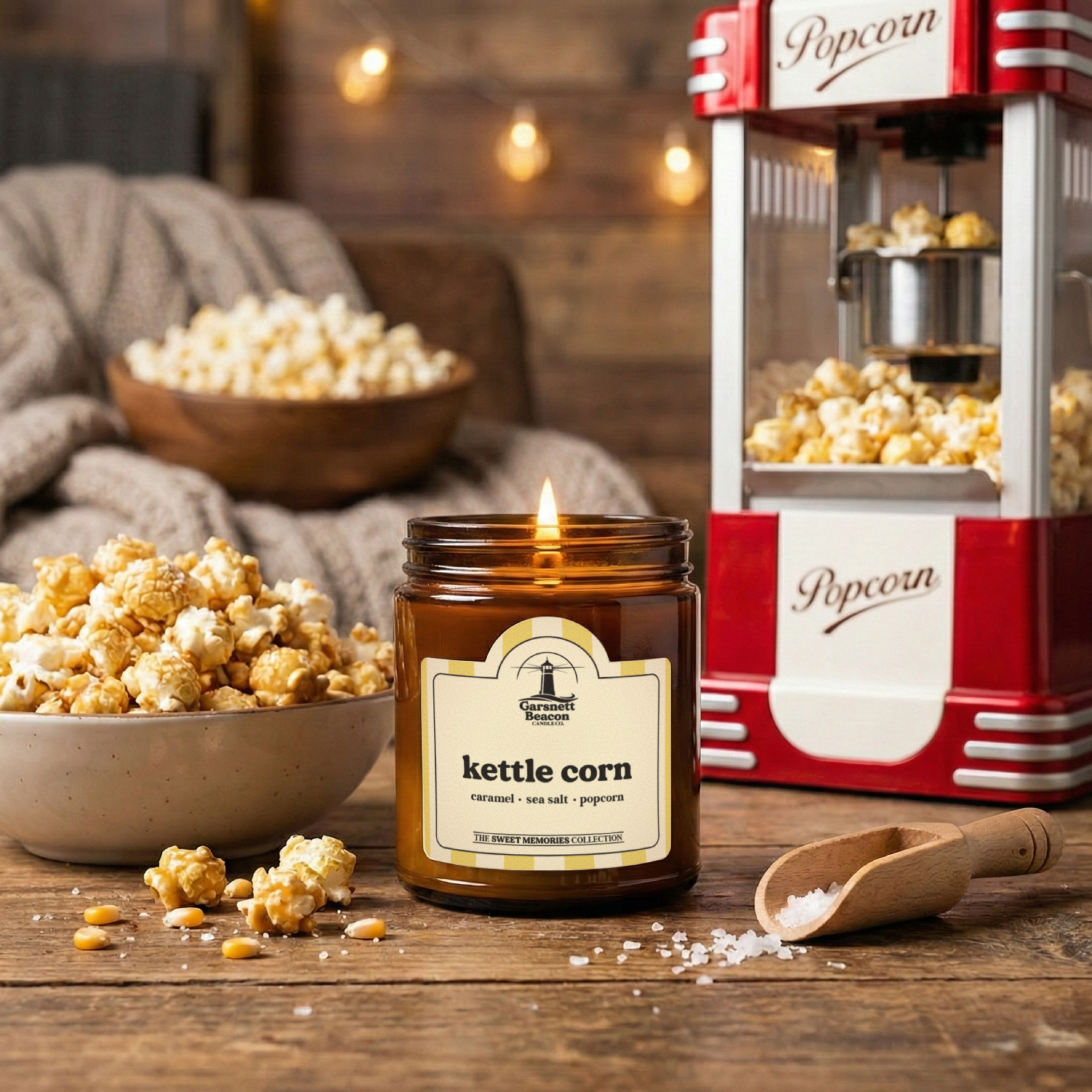 Kettle Corn Candle - Caramel, Sea Salt, Popcorn Scent