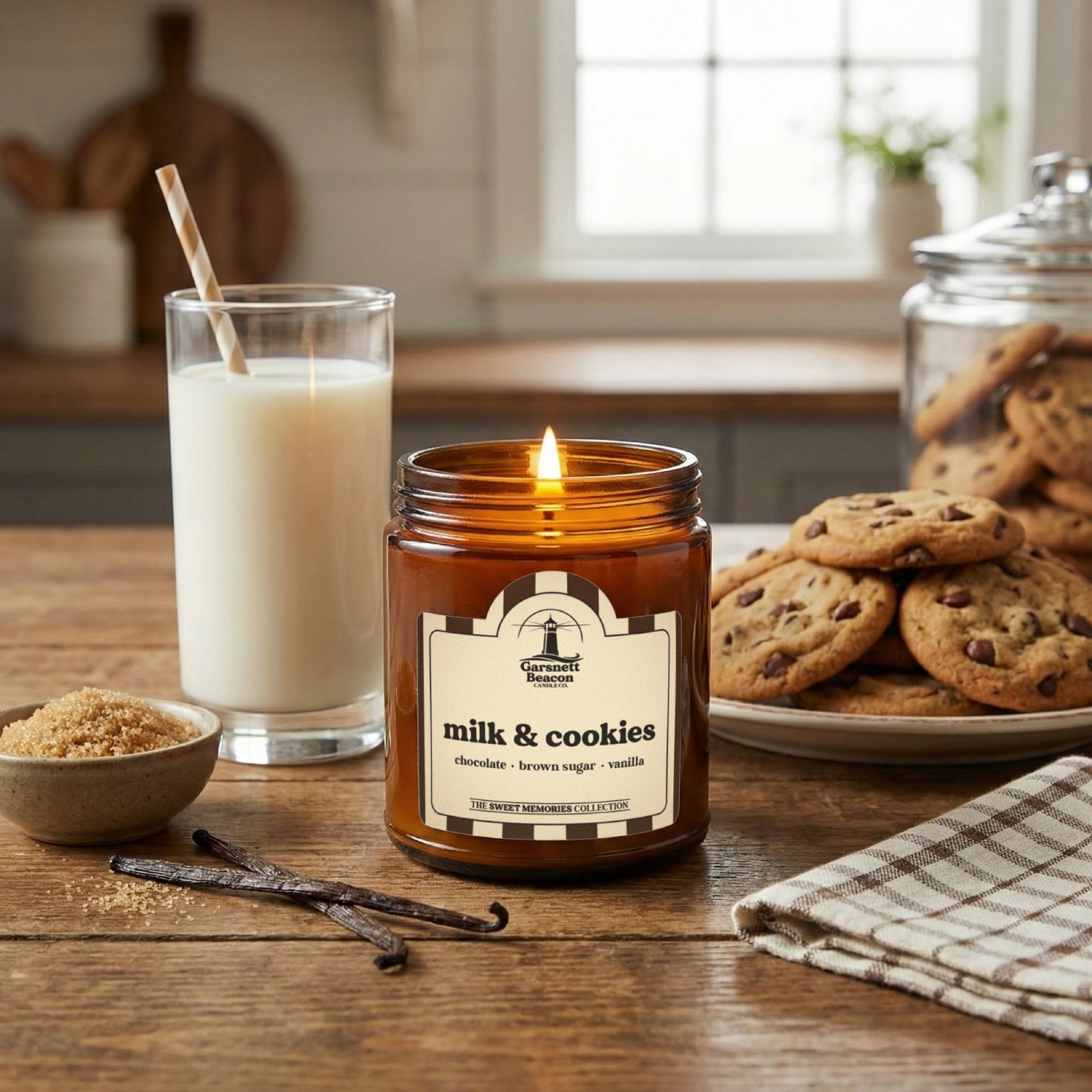 Milk & Cookies Candle - Chocolate, Brown Sugar, Vanilla Scent