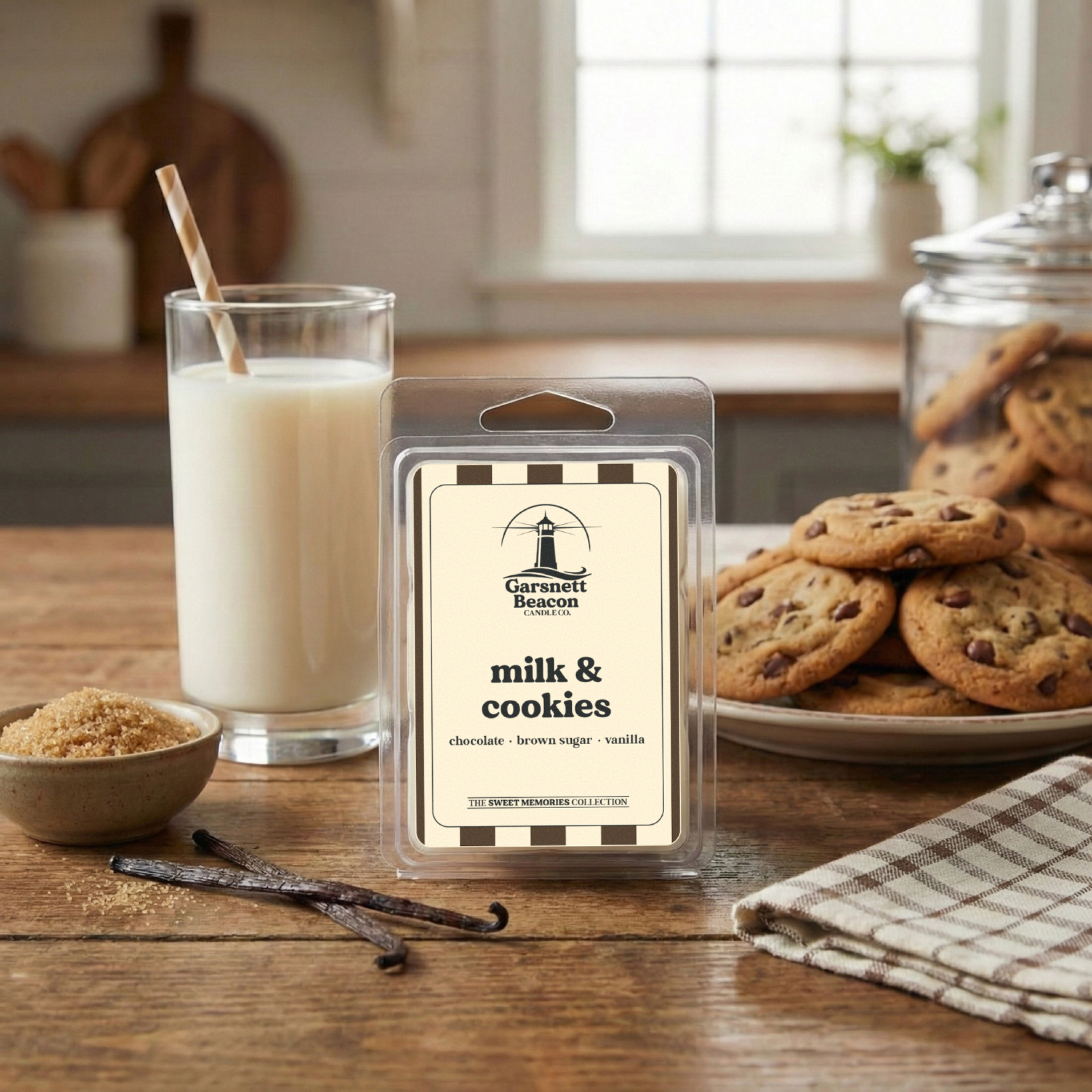 Milk & Cookies Wax Melts - Chocolate, Brown Sugar, Vanilla Scent