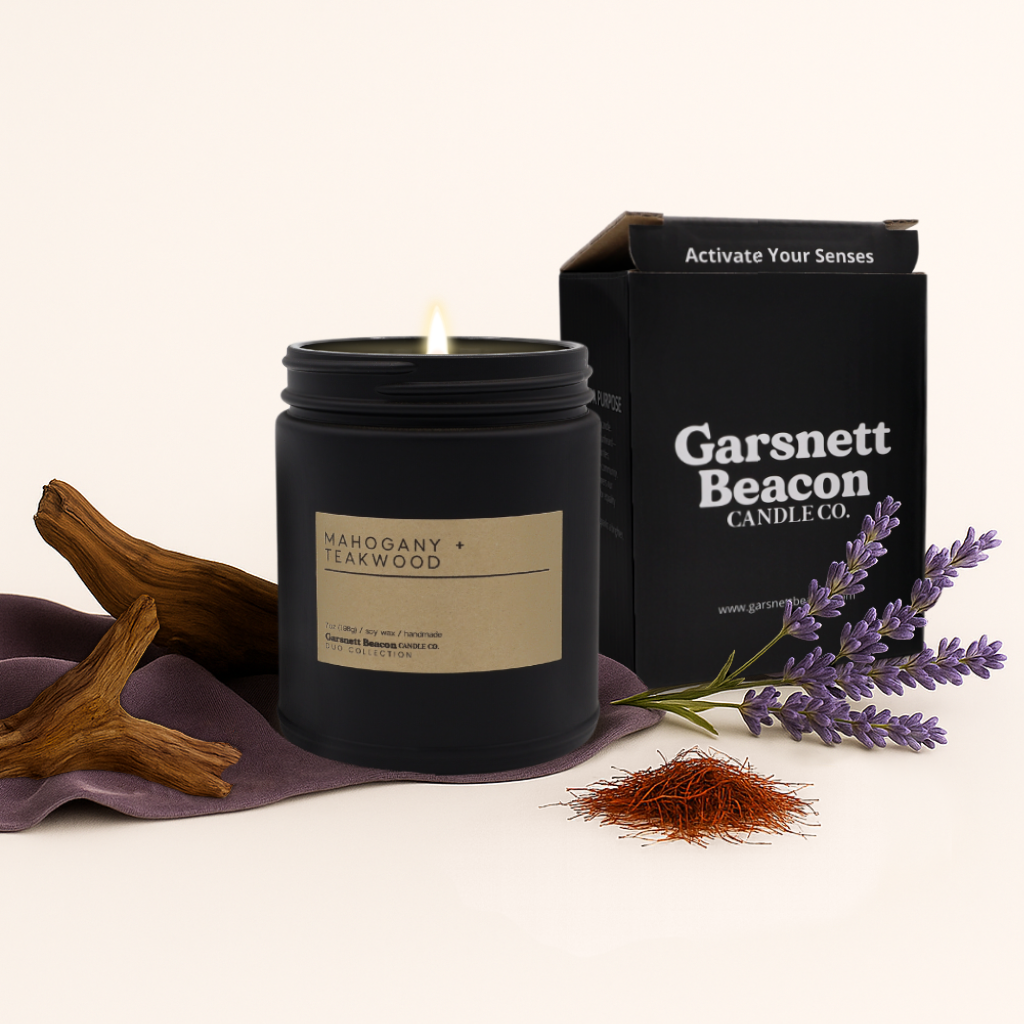 Mahogany + Teakwood Luxury Scented Candle | Duo Collection by Garsnett Beacon