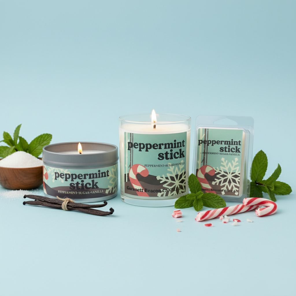 Peppermint Stick Candle - Peppermint, Sugar, Vanilla Scent