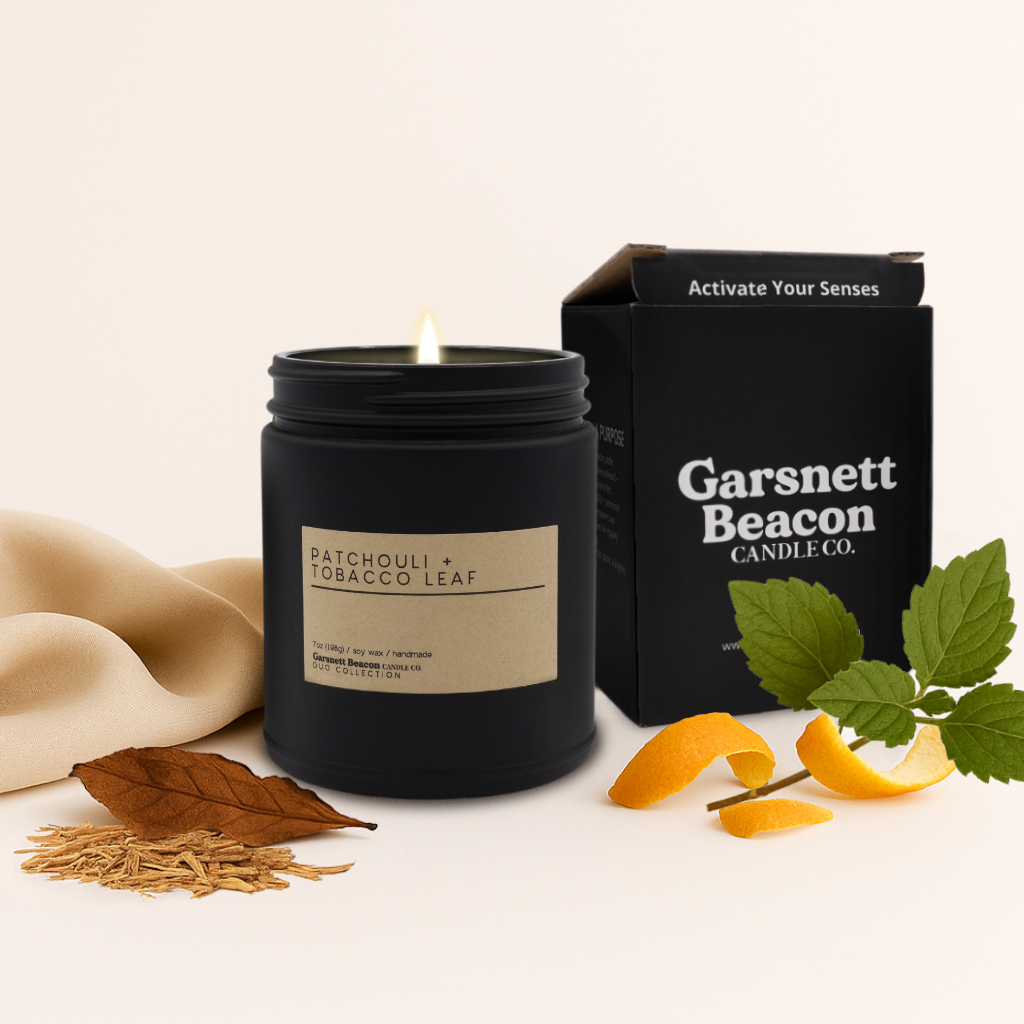 Patchouli + Tobacco Leaf Luxury Scented Candle | Duo Collection by Garsnett Beacon