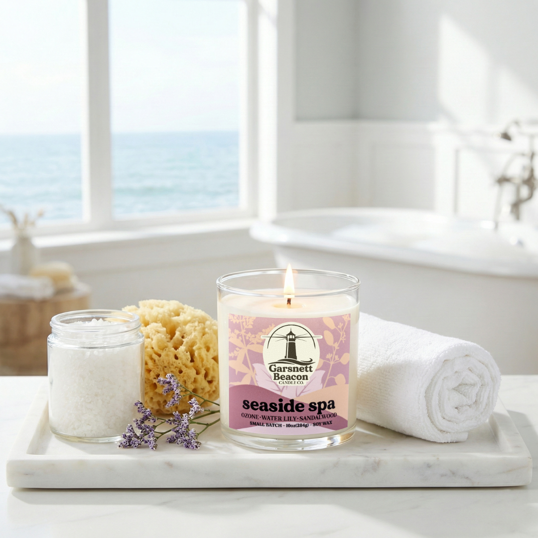 Seaside Spa Candle - Ozone, Water Lily, Sandalwood Scent