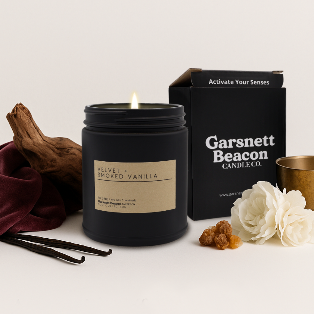 Velvet + Smoked Vanilla Luxury Scented Candle | Duo Collection by Garsnett Beacon
