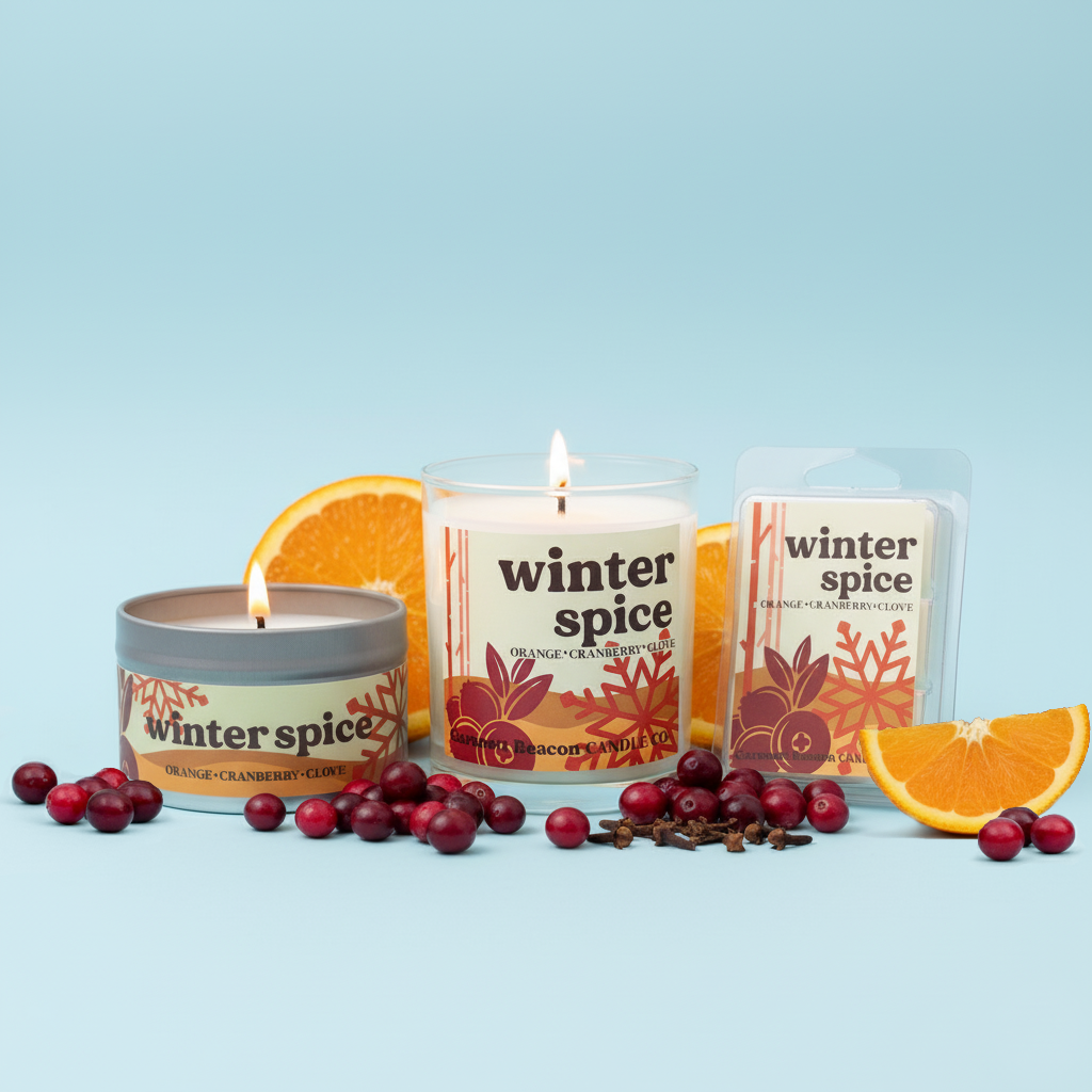 Winter Spice Candle - Orange, Cranberry, Clove Scent