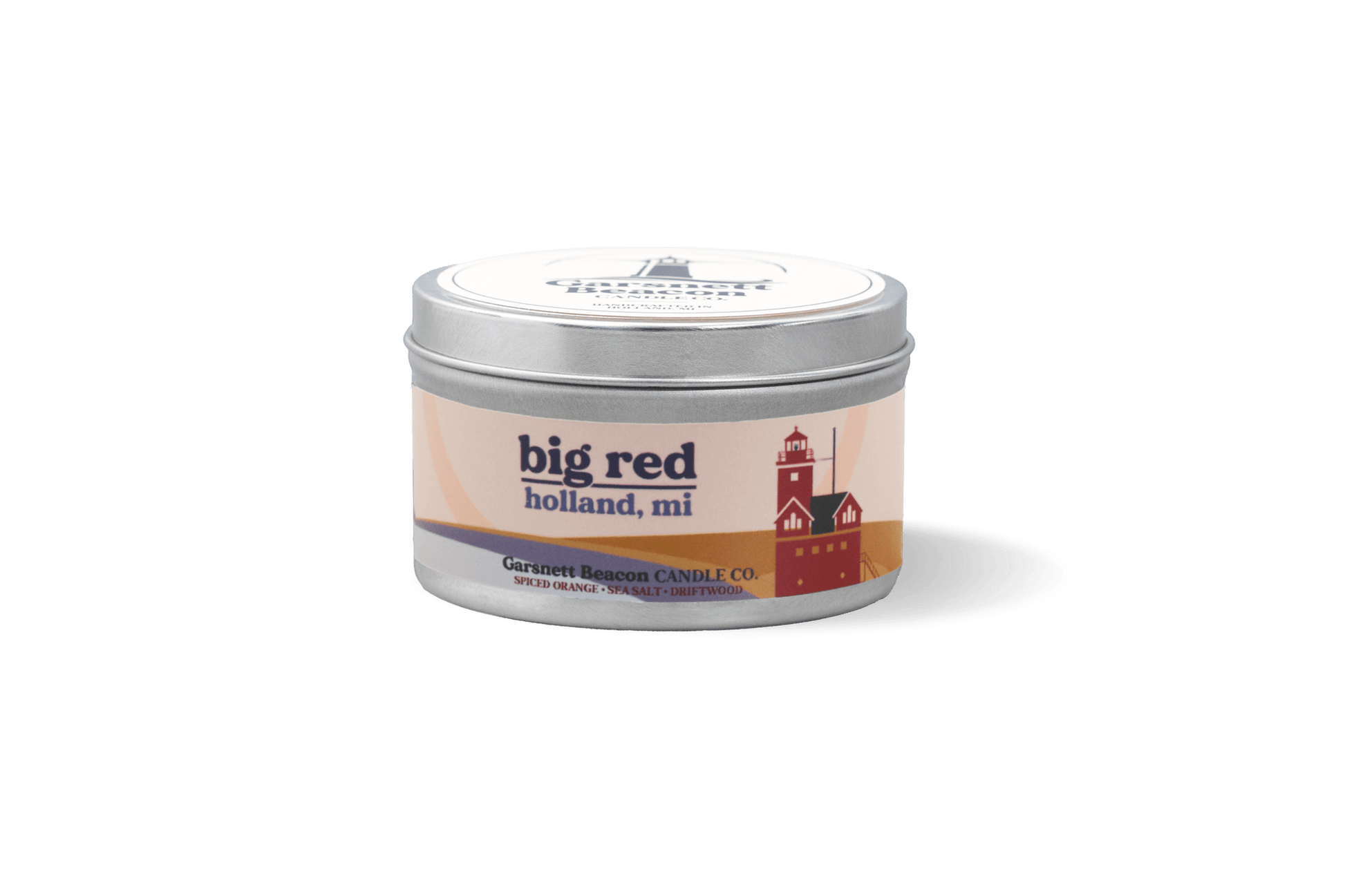 Big Red Lighthouse Holland Michigan Candle - Spiced Orange, Sea Salt, Driftwood Scent