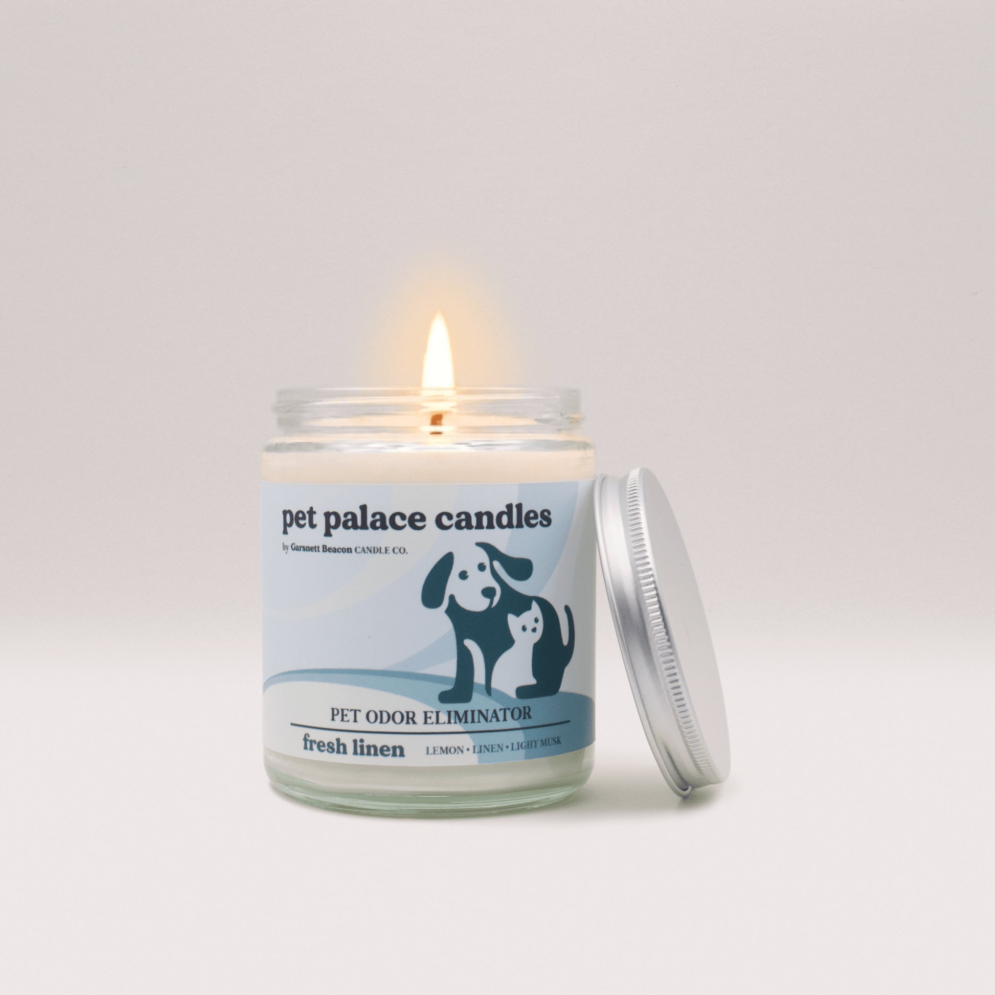 Fresh Linen Pet Odor Eliminator Candle | Garsnett Beacon
