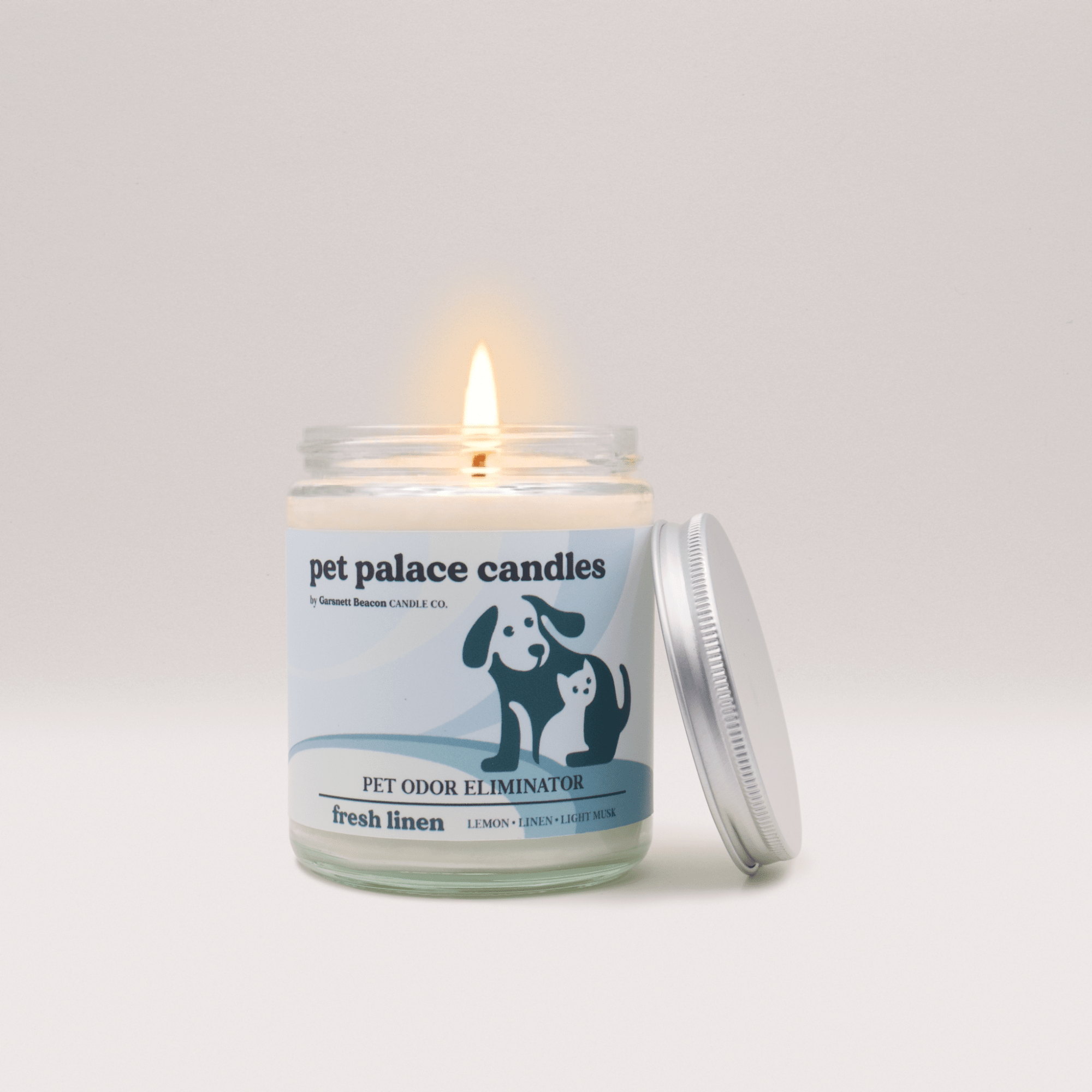 Fresh Linen Pet Odor Eliminator Candle | Garsnett Beacon
