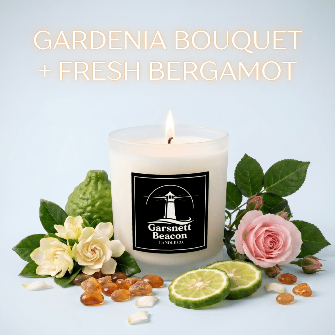 Gardenia Bouquet + Fresh Bergamot Candle of the Month | Garsnett Beacon
