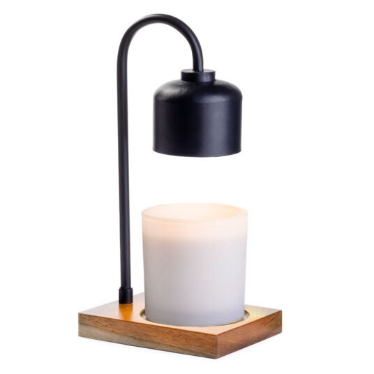 Black and Wood Candle Warmer Lamp