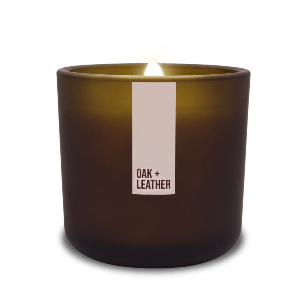 Oak + Leather Wooden Wick Candle | Garsnett Beacon