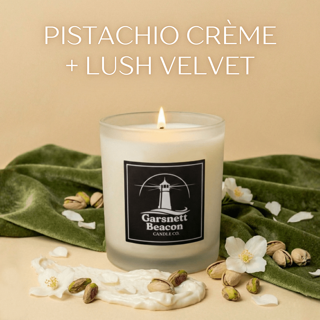 Pistachio Crème + Lush Velvet Candle of the Month | Garsnett Beacon