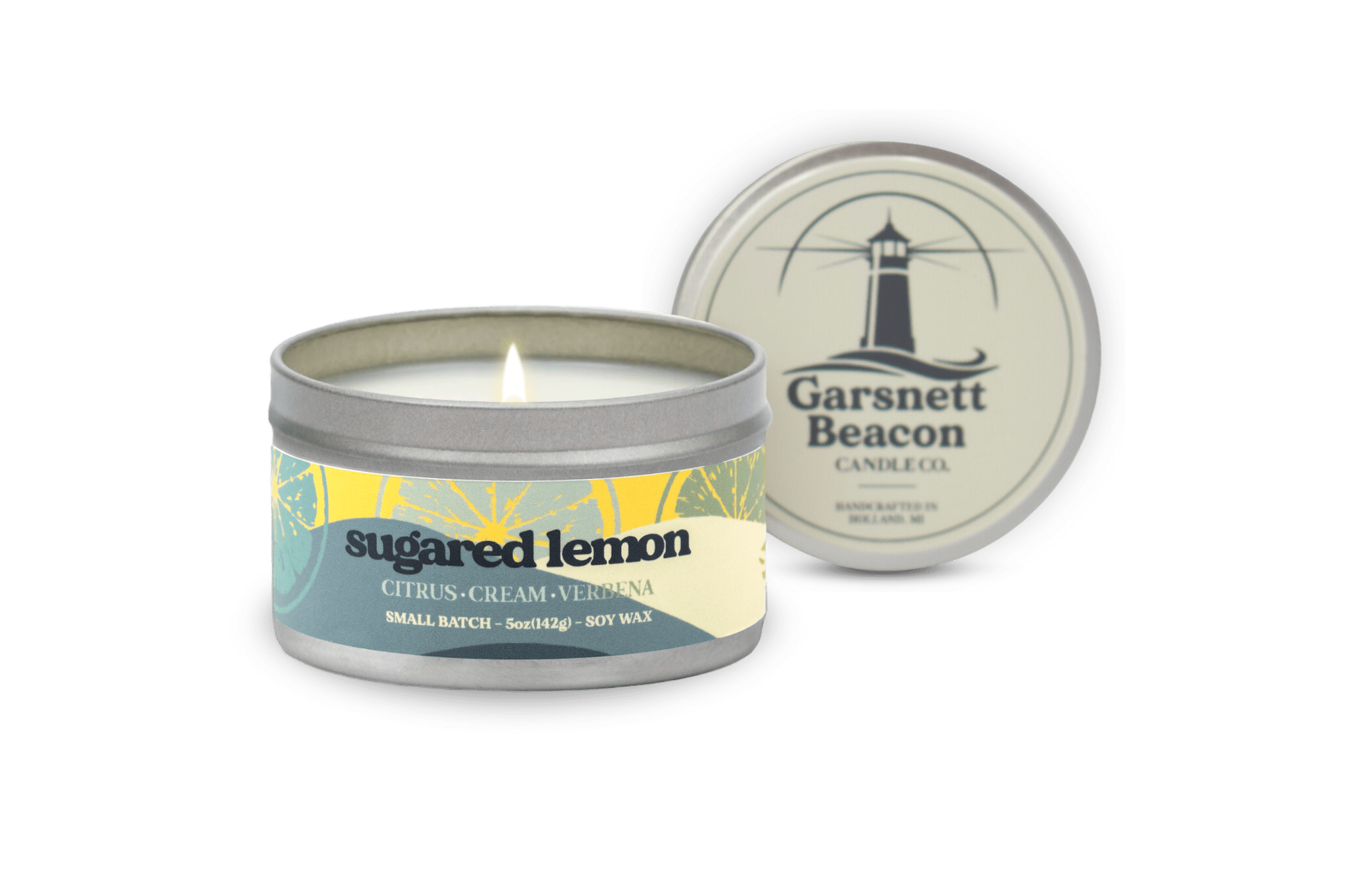 Sugared Lemon Candle - Citrus, Cream, Verbena Scent