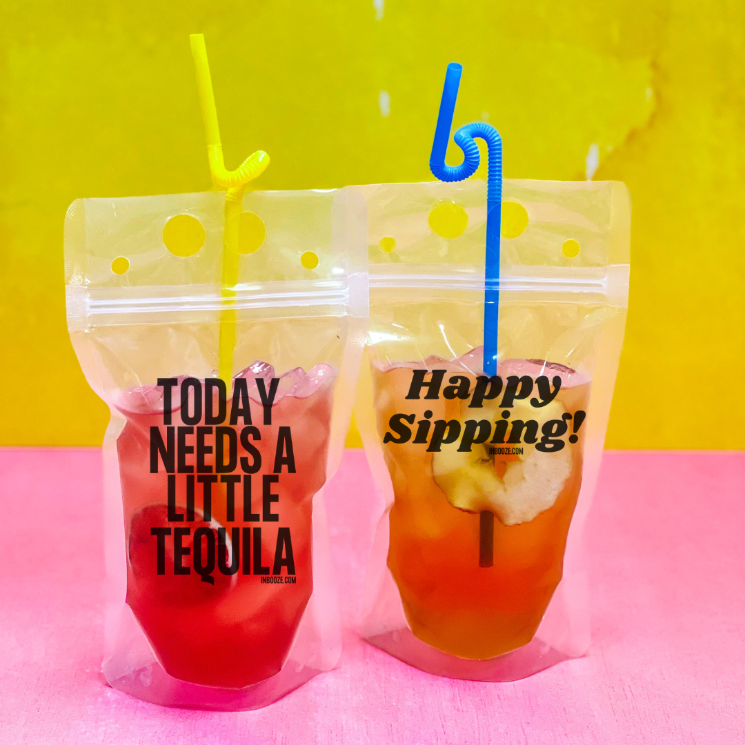 Reusable Drink Pouches - Happy Sipping