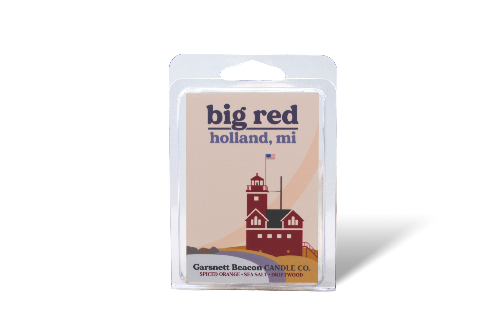 Big Red Lighthouse Holland Michigan Wax Melts - Spiced Orange, Sea Salt, Driftwood Scent
