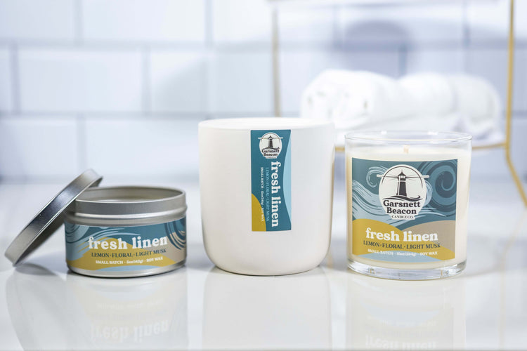 Fresh Linen Candle - Lemon, Clean Cotton Scent