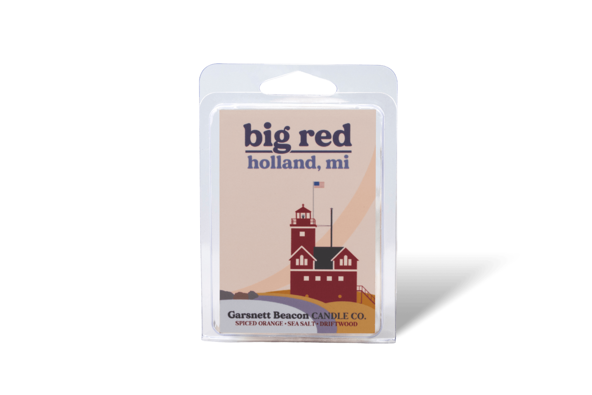 Big Red Lighthouse Holland Michigan Wax Melts - Spiced Orange, Sea Salt, Driftwood Scent